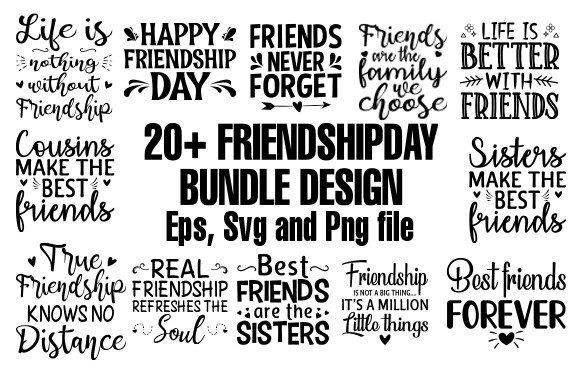 20 Friendship Day Bundle Design for Crafts and Graphics