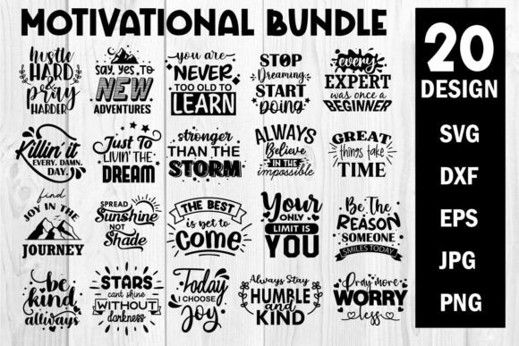 20 Motivational Quote Svg Bundle for Print Templates and Graphics