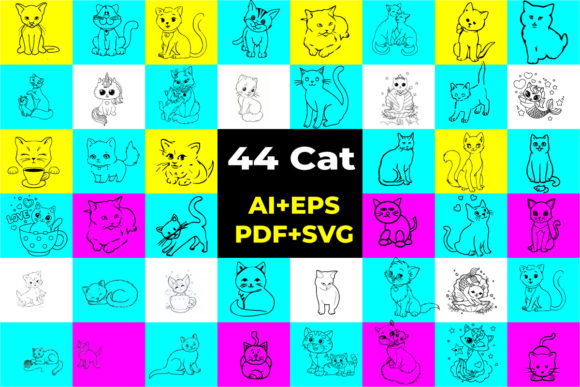 44 Cute Cat Bundle for Crafts and Graphics