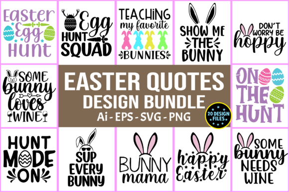 Easter Quotes T-shirt Design Bundle Svg for Print Templates and Graphics