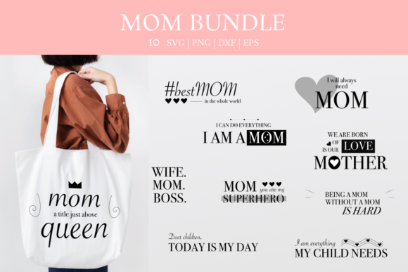 Mother's Day SVG Bundle for Print Templates and Graphics