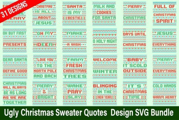 Ugly Christmas Sweater Quote SVG Bundle for T-Shirt Designs